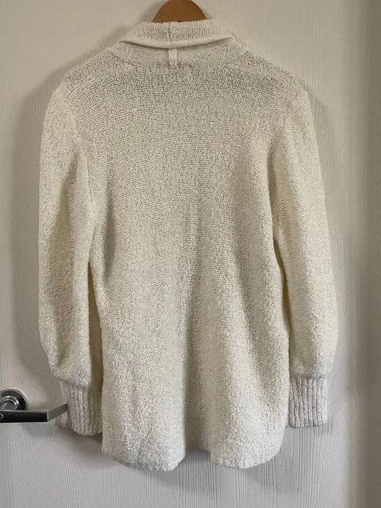 Vintage 80s White Chunky Knit Cardigan Slouchy Open Front Sweater | Size M-XL - Picture 10 of 11